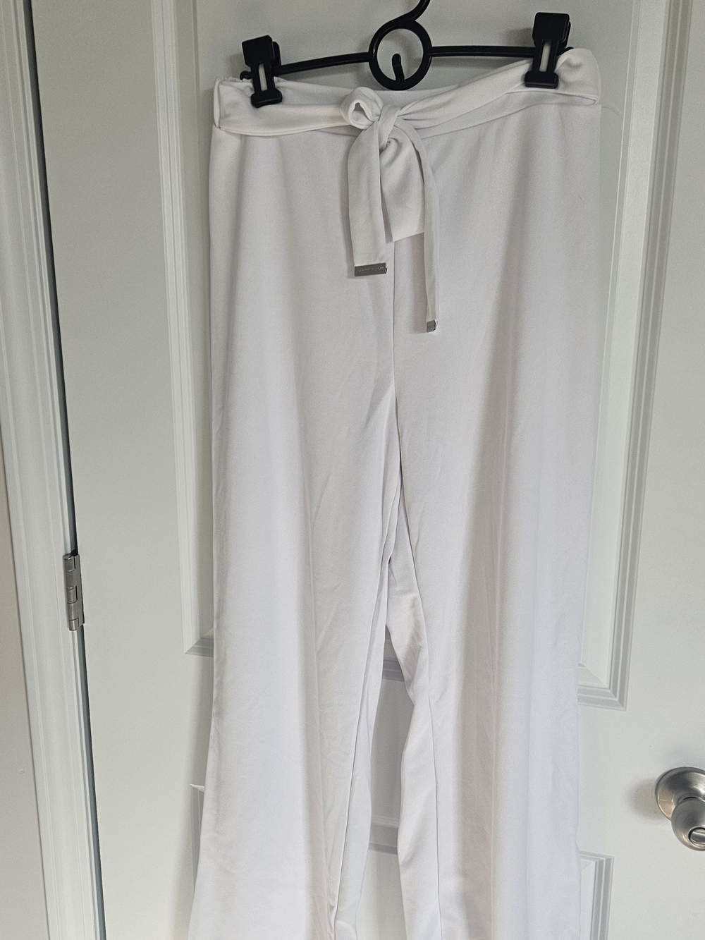 Adrienne Vittadini White Wide-Leg Tie-Waist Pants